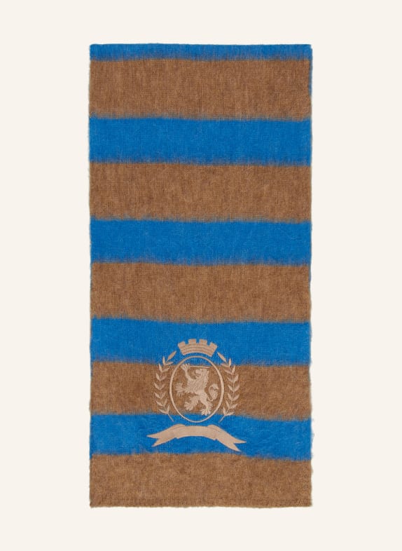TOMMY HILFIGER Scarf with alpaca LIGHT BROWN/ NEON BLUE