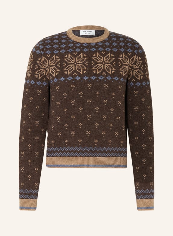 THOM BROWNE. Sweater DARK BROWN/ BEIGE/ BLUE