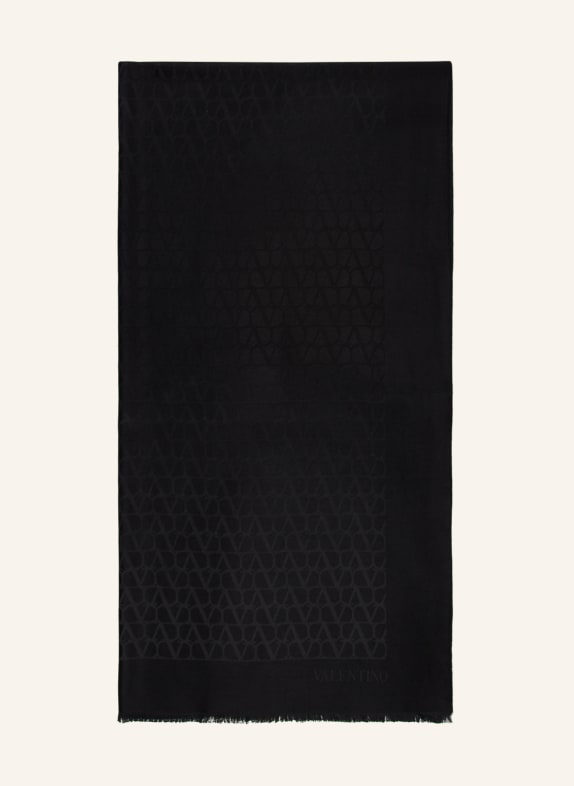 VALENTINO GARAVANI Jacquard scarf TOILE ICONOGRAPHE with silk BLACK
