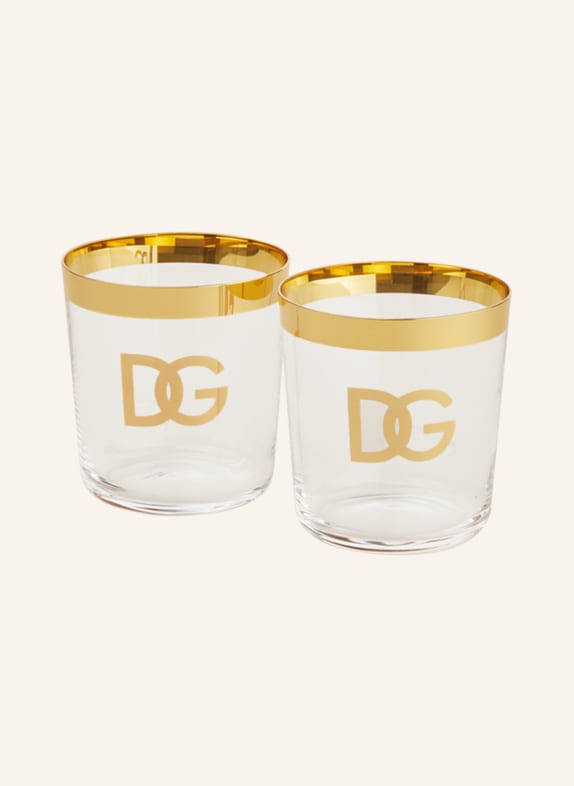 DOLCE & GABBANA CASA Set of 2 drinking glasses WHITE/ GOLD