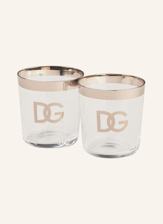 DOLCE & GABBANA CASA Set of 2 drinking glasses WHITE/ SILVER
