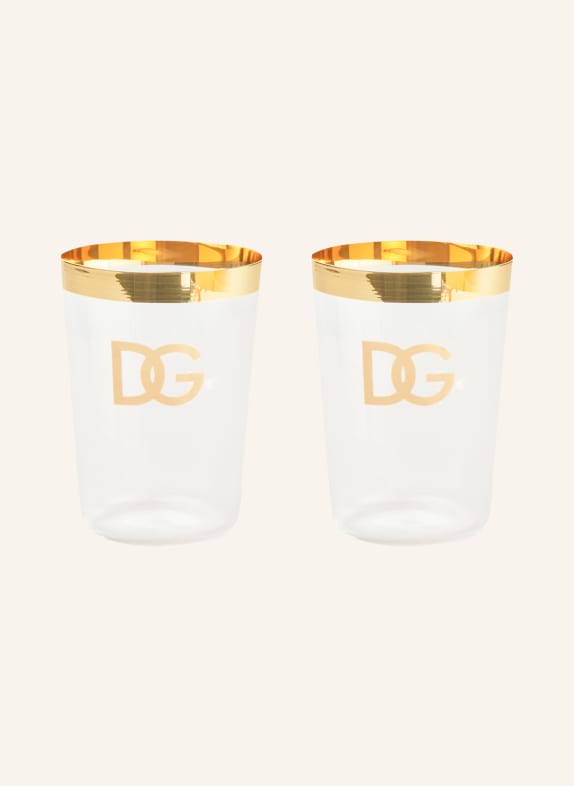 DOLCE & GABBANA CASA Set of 2 drinking glasses WHITE/ GOLD