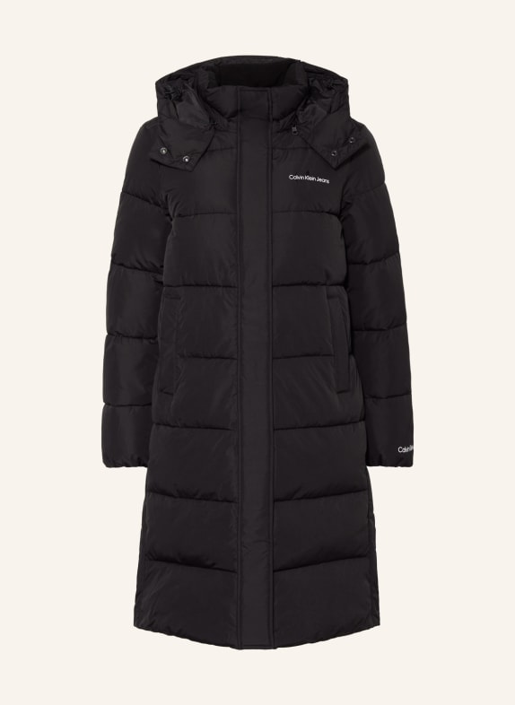 Calvin Klein Jeans Quilted coat with removable hood BLACK