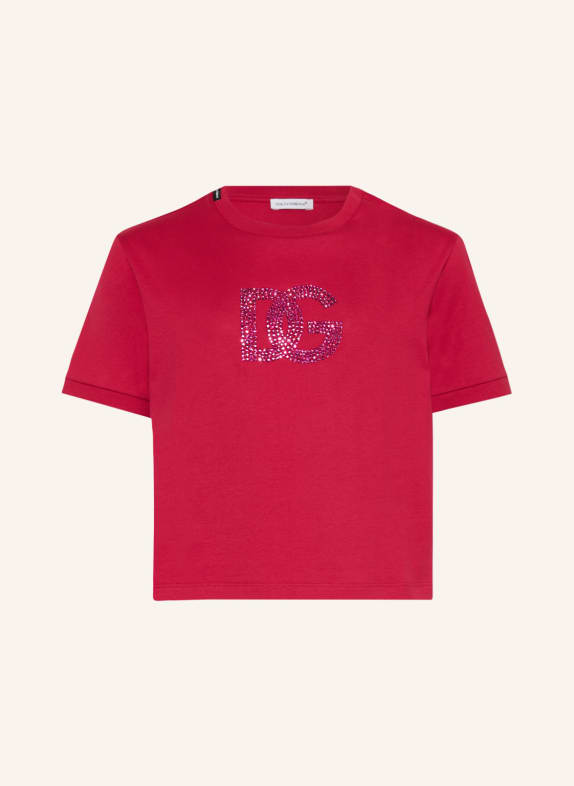 DOLCE & GABBANA T-shirt z obszyciem ozdobnymi kamykami