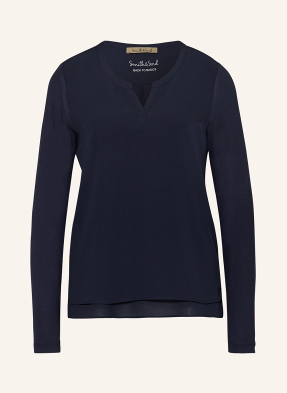 Smith & Soul Shirt blouse in mixed materials DARK BLUE