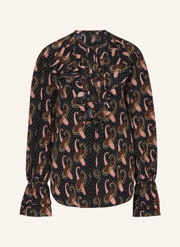 ETRO Silk blouse with ruffles BLACK/ PINK/ ORANGE