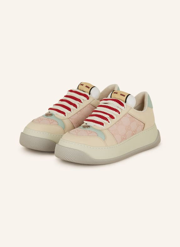 GUCCI Sneakersy DOUBLE SCREENER BEŻOWY/ RÓŻOWY