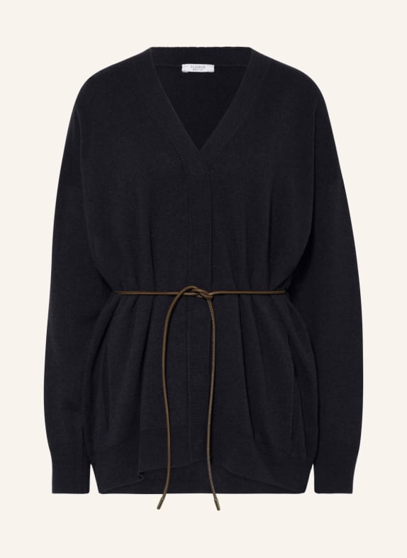 PESERICO Pletený kabátek s ozdobnými perličkami TMAVĚ MODRÁ