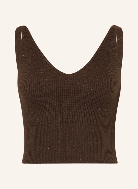 PESERICO Knit top with glitter thread BROWN