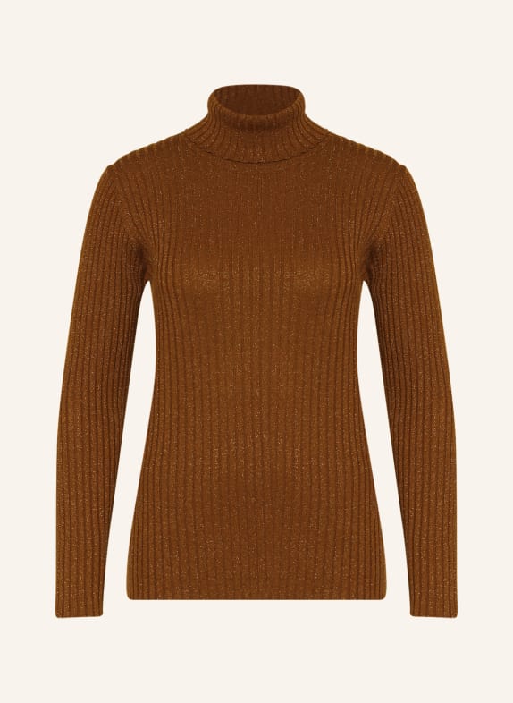MOS MOSH Turtleneck Sweaters MMRELENA with glitter thread DARK ORANGE