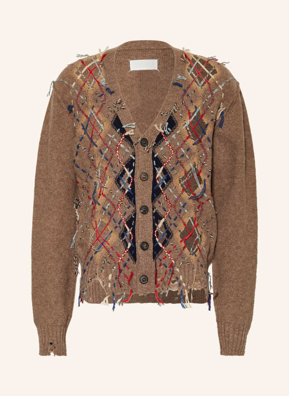 Maison Margiela Cardigan with cut-outs BROWN/ RED/ BLUE