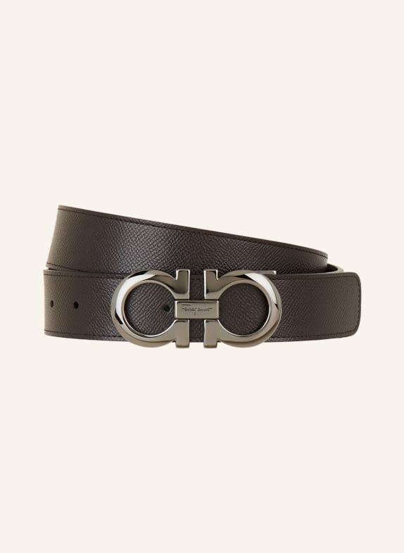 FERRAGAMO Reversible leather belt BLACK/ DARK BROWN