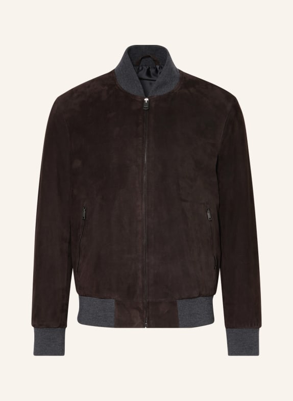 Brioni Leder-Blouson DUNKELBRAUN