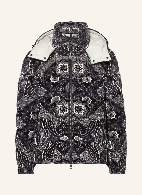 MONCLER Down jacket GARTEMPE made of velvet with detachable hood BLACK/ WHITE