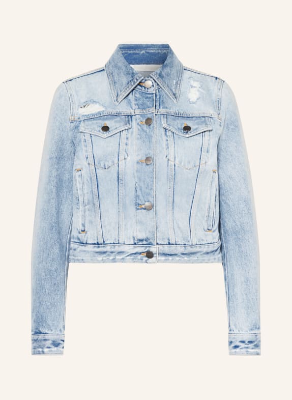 Palm Angels Cropped-Jeansjacke LIGHT BLUE BROWN