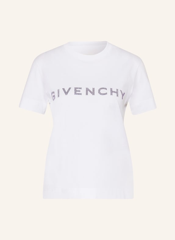 GIVENCHY T-Shirt mit Schmucksteinen WEISS/ HELLLILA