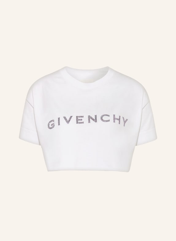 GIVENCHY Cropped-Shirt mit Schmucksteinen WEISS/ HELLLILA