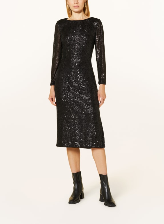 comma Dress with sequins BLACK