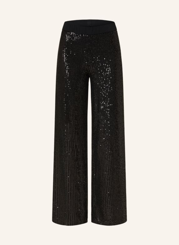 MAC Wide leg trousers FAYE with sequins BLACK