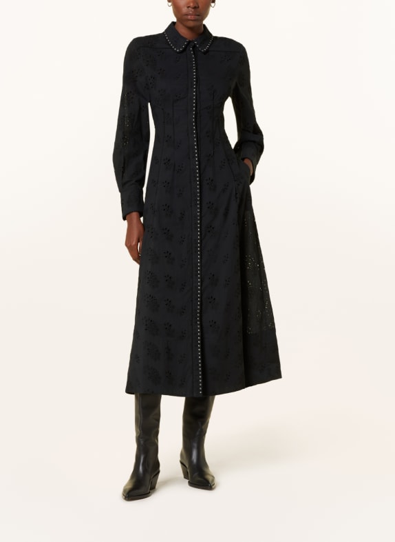 DOROTHEE SCHUMACHER Shirt dress with broderie anglaise and rivets BLACK