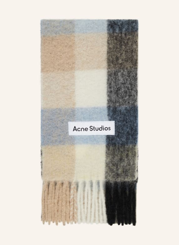 Acne Studios Scarf with alpaca BEIGE/ LIGHT BLUE/ BLACK