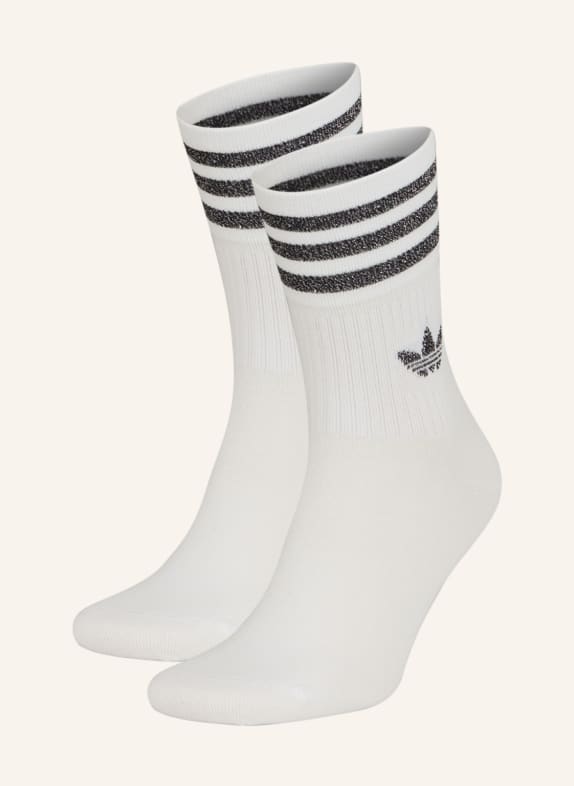 adidas Originals 2-pack socks MID-CUT GLITTER CREW with glitter thread WHITE/GRETWO/BLACK