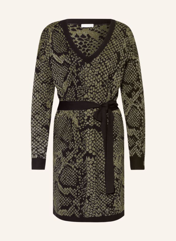 LIU JO Knit dress with glitter thread BLACK/ GREEN/ SILVER