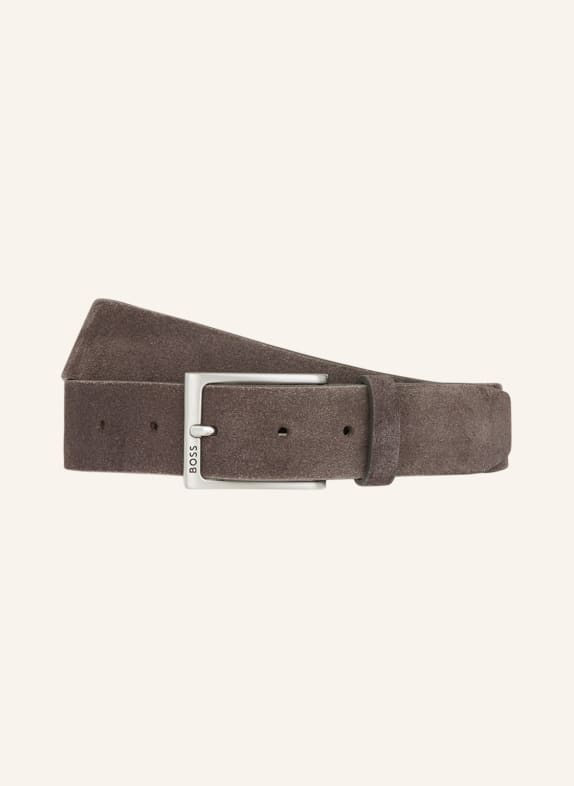 BOSS Leather belt EMAN DARK GRAY