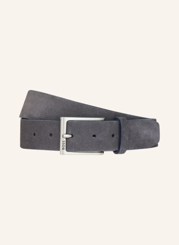BOSS Leather belt EMAN DARK BLUE