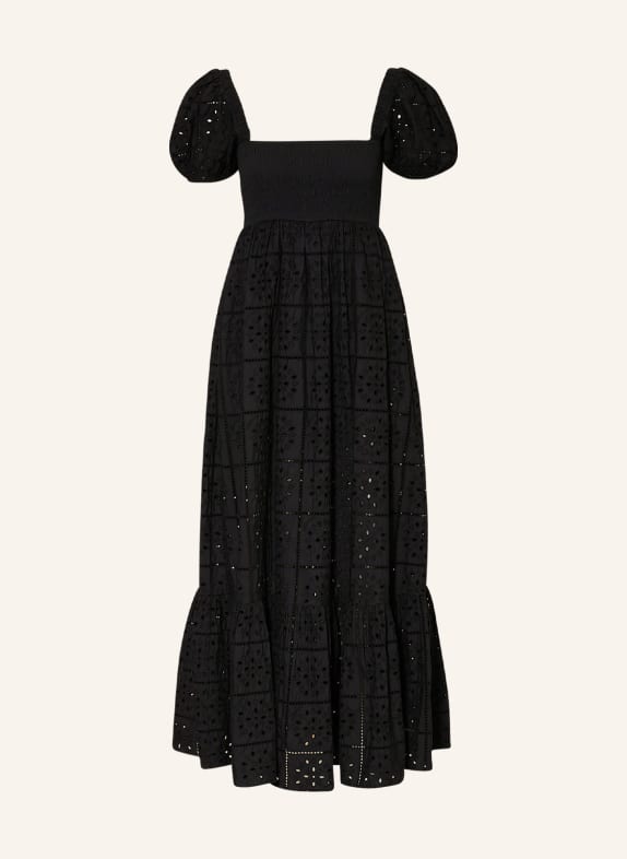 GANNI Dress with broderie anglaise BLACK