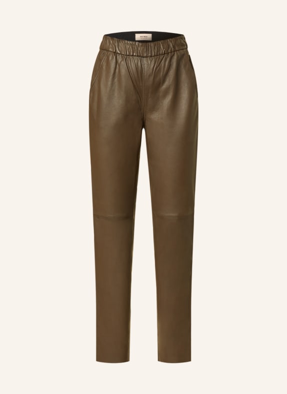 MOS MOSH Leather trousers MMZABEL BROWN