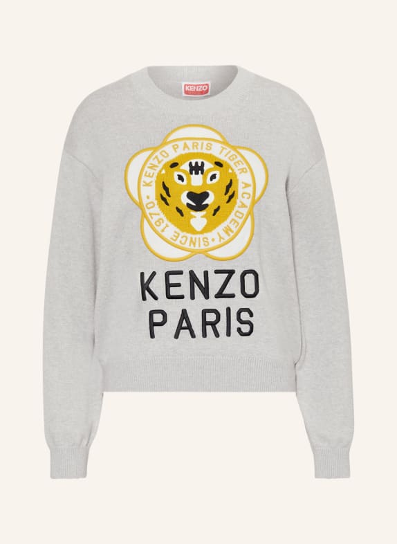 KENZO Pullover HELLGRAU/ DUNKELGELB/ ECRU