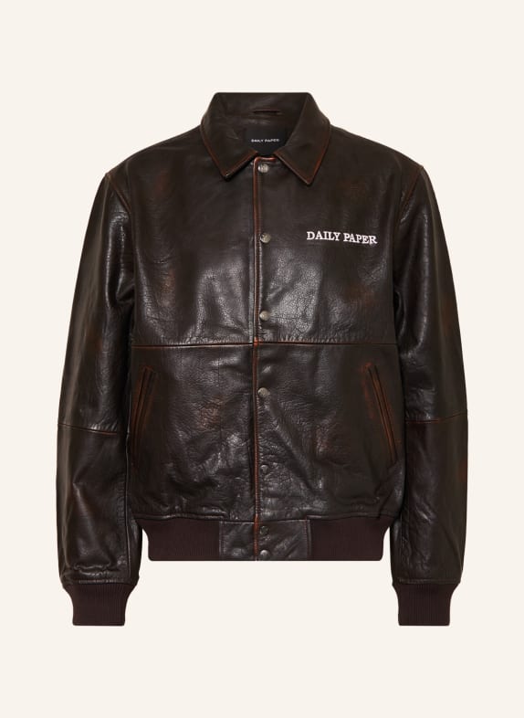 DAILY PAPER Lederjacke ROVIN DUNKELBRAUN