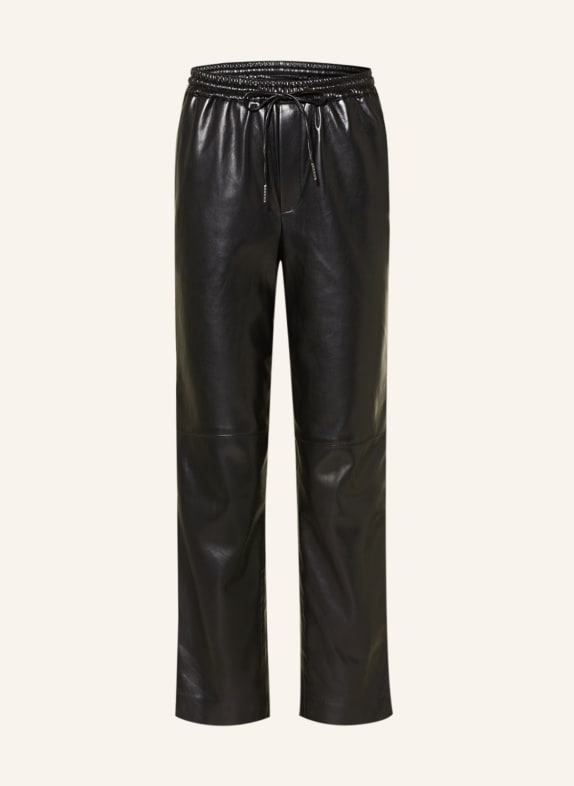 FYNCH-HATTON 7/8 trousers in leather look BLACK