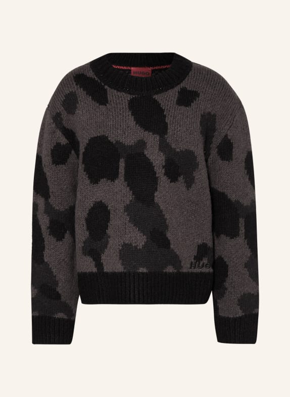 HUGO Oversized sweater SATTINER DARK GRAY/ BLACK