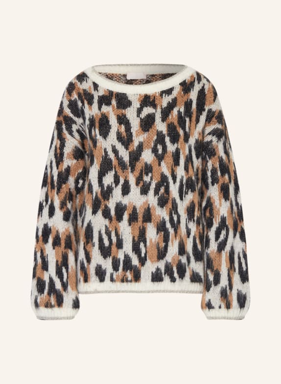 LIU JO Sweater with alpaca and glitter thread CREAM/ COGNAC/ BLACK