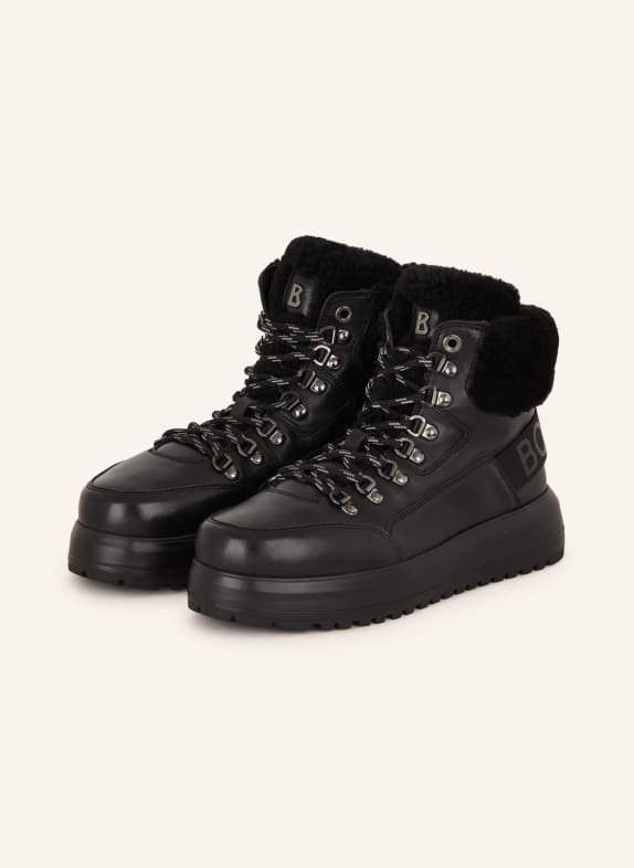 BOGNER Lace-up boots ANTWERP L11A with real fur BLACK