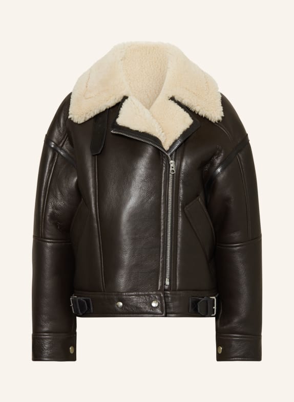 Acne Studios Leather jacket with lambskin DARK BROWN