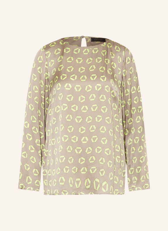 ELENA MIRO Shirt blouse in satin TAUPE/ LIGHT GREEN