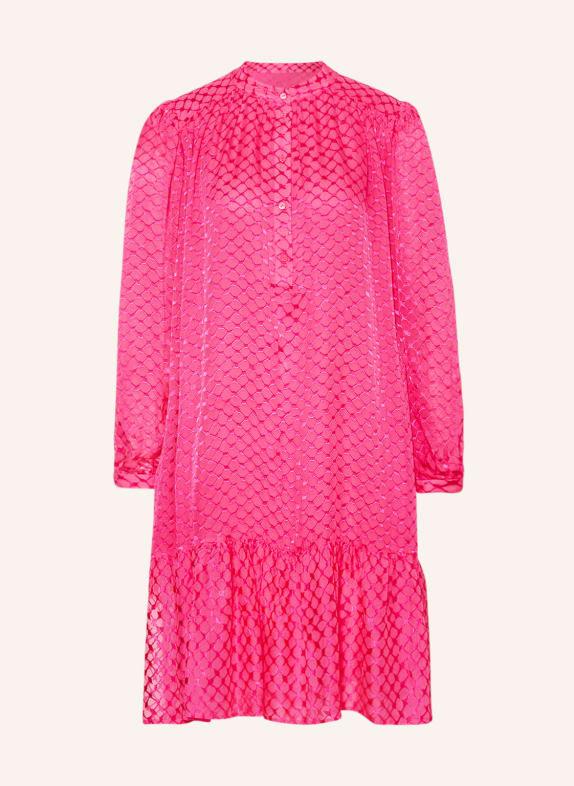Lala Berlin Bow-tie collar dress DAY with silk NEON PINK