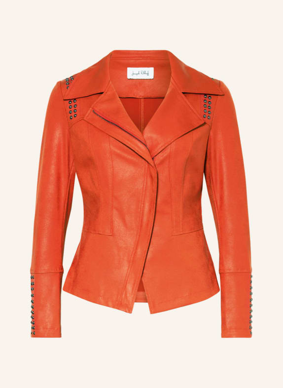 Joseph Ribkoff Jacket in leather look with rivets ORANGE