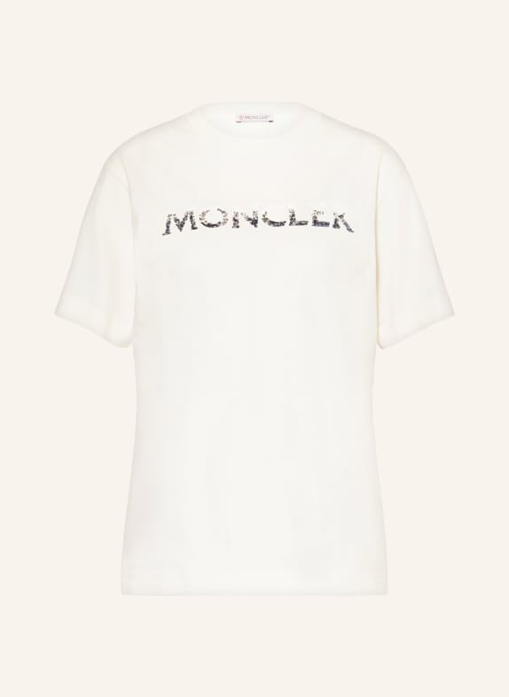 MONCLER T-Shirt mit Pailletten ECRU