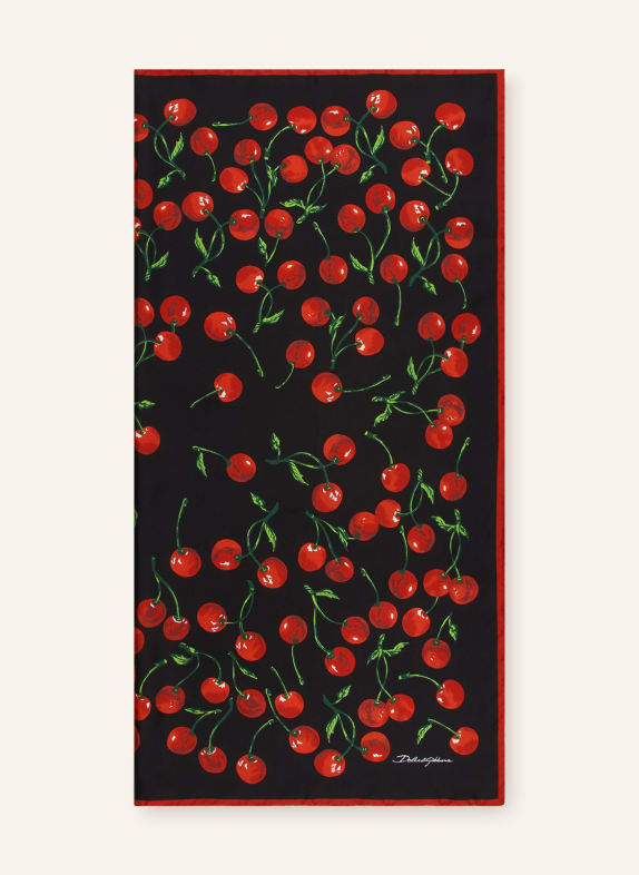 DOLCE & GABBANA Silk scarf BLACK/ RED/ GREEN