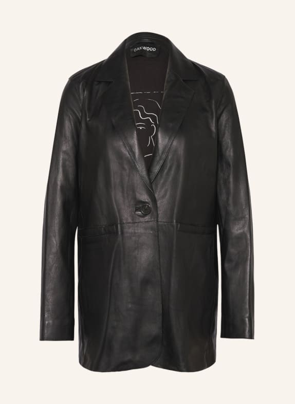 OAKWOOD Leather blazer SISAL BLACK