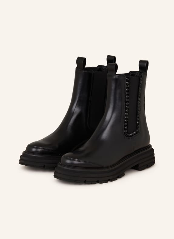 KENNEL & SCHMENGER Chelsea boots with decorative gems BLACK