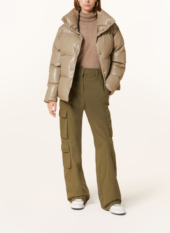 MRS & HUGS Quilted jacket in leather look TAUPE