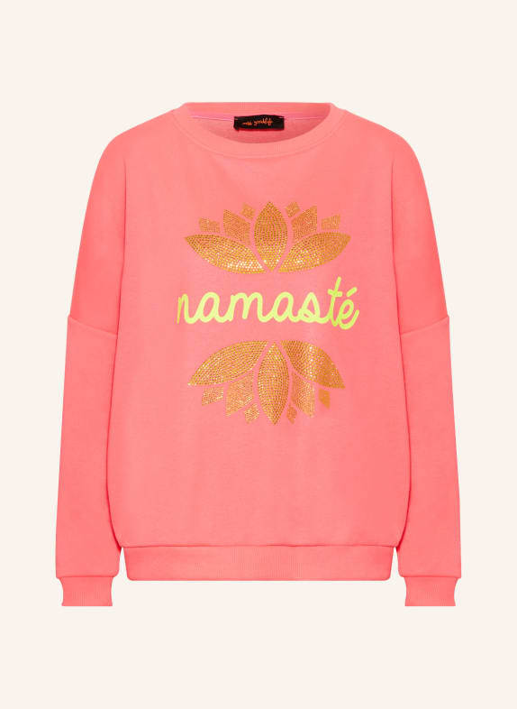 miss goodlife Sweatshirt NAMASTE with decorative gems NEON PINK/ NEON YELLOW