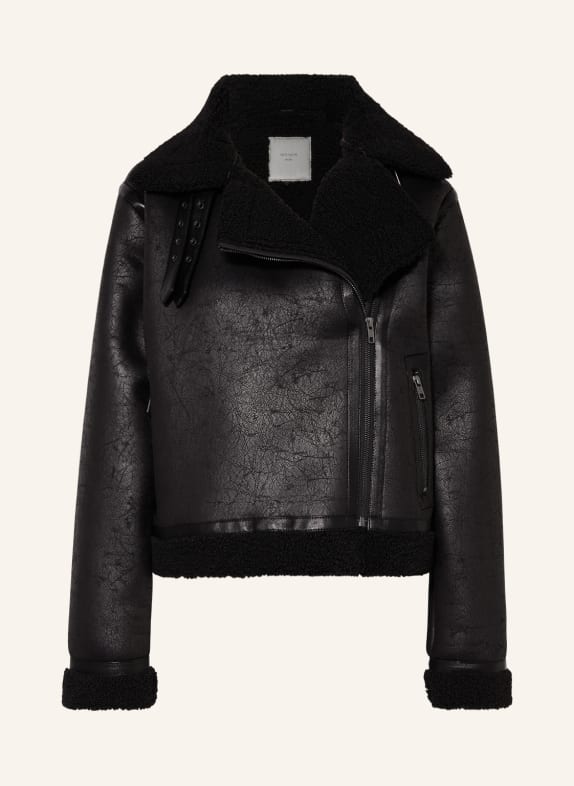 NEO NOIR Jacket SADIE in leather look with teddy BLACK