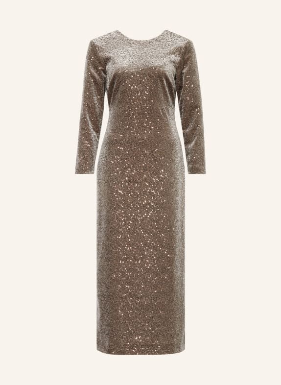 PESERICO Cocktail dress with 3/4 sleeves and sequins GRAY