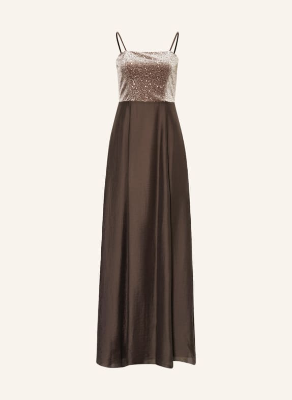 PESERICO Evening dress with sequins GRAY/ DARK BROWN